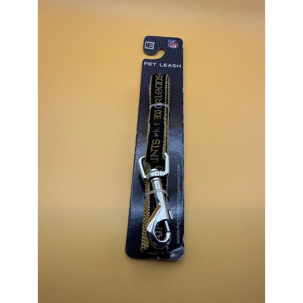 NFL New Orleans Saints Pet Leash Medium 5/8in x 4ft Pets First Black Gold NEW